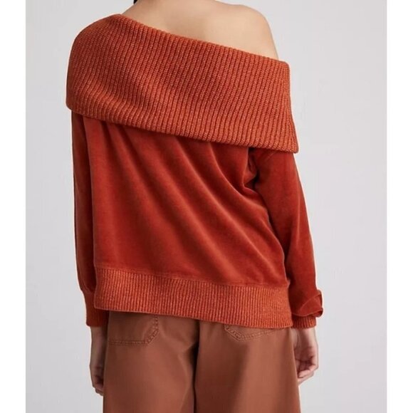 ANTHROPOLOGIE DAILY PRACTICE ONE-SHOULDER PULLOVER RUST Size: XS - Picture 3 of 5